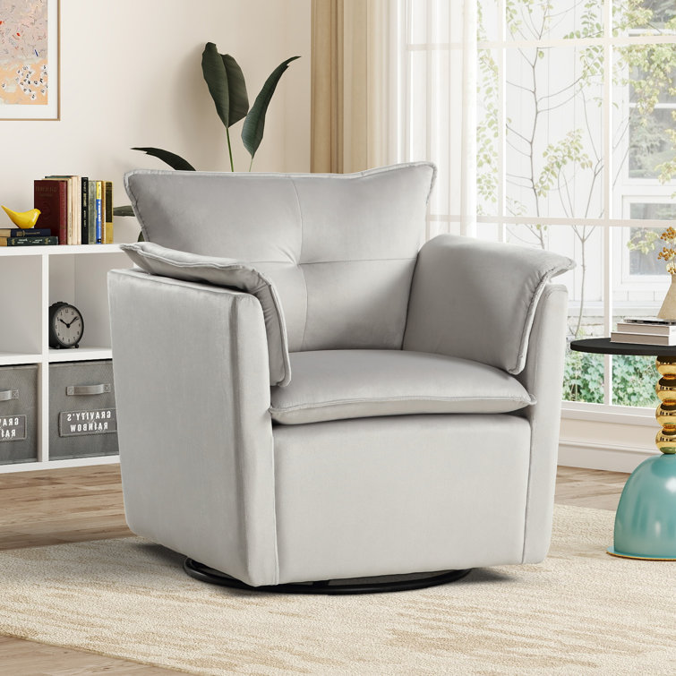 Microfiber swivel barrel chair discount